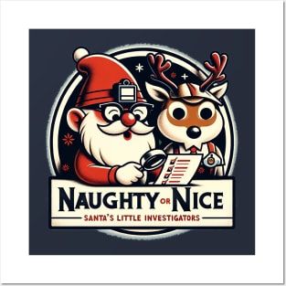 Naughty or Nice Detectives - Gnome and Reindeer Posters and Art